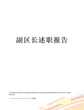 最新副区长述职报告