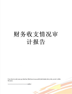 最新财务收支情况审计报告