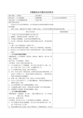 考勤制度及考勤员岗位职责