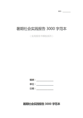 暑期社会实践报告3000字范本