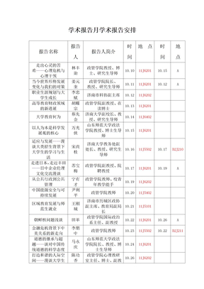 学术报告月学术报告安排