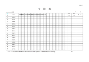 考勤表格模板