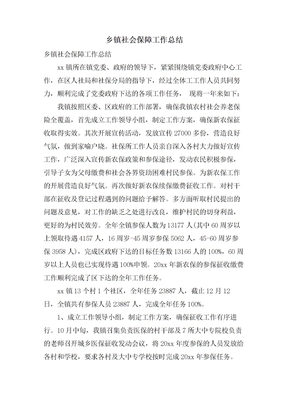 乡镇社会保障工作总结