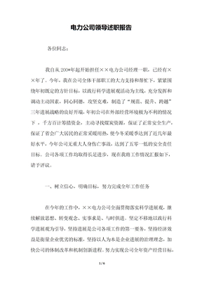 电力公司领导述职报告