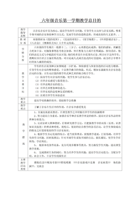 新编人教版小学六年级上册音乐教案全册