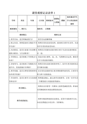 作业1吉艳梅课堂观察记录表四