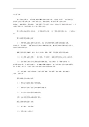 某电力企业预算管理制度