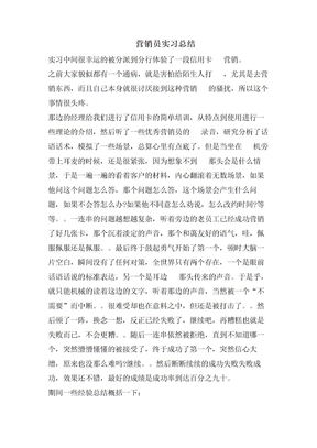 电话营销员实习总结