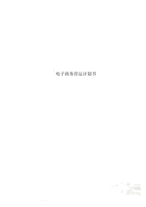 电子商务运营计划书