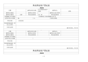 外出拜访客户登记表格模板