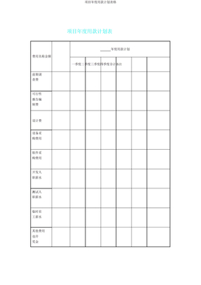 项目年度用款计划表格