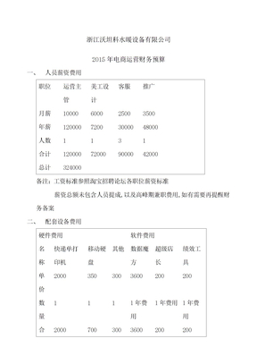 电商运营财务预算