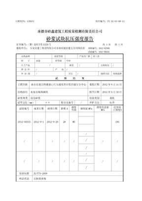 砂浆试块试验报告