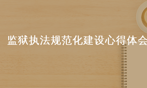 监狱执法规范化建设心得体会