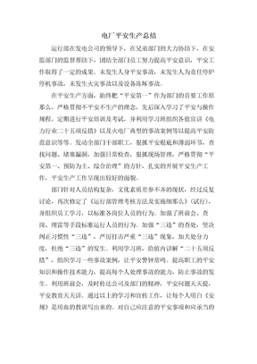电厂安全生产总结