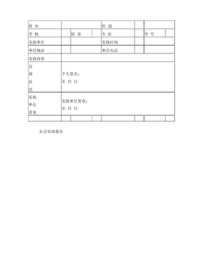 社会实践报告表格模板