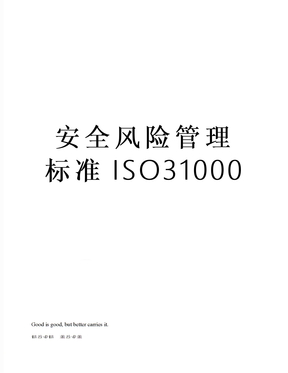 安全风险管理标准ISO31000