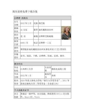 简历表格免费下载合集