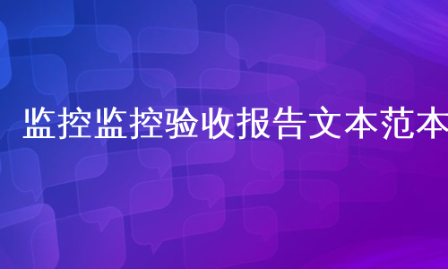 监控监控验收报告文本范本