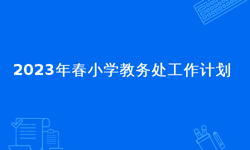 2023年春小学教务处工作计划