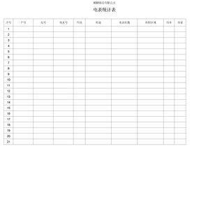 电表统计表