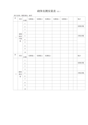 砌体实测实量表