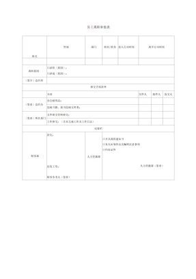 员工离职审批表