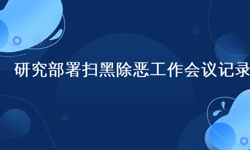 研究部署扫黑除恶工作会议记录