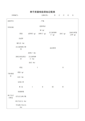 种子质量检验原始记载表