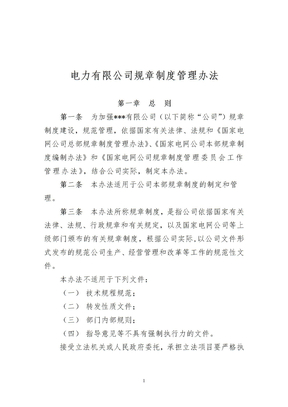 电力有限公司规章制度管理办法