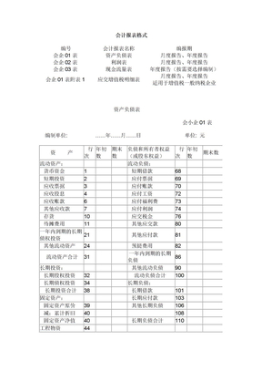 会计报表格式