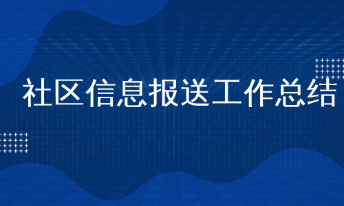 社区信息报送工作总结