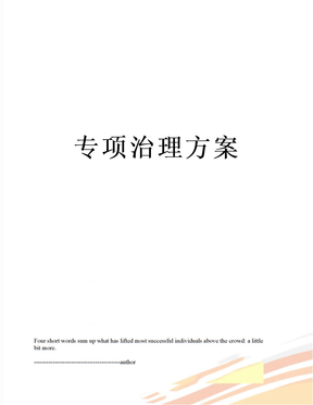 专项治理方案