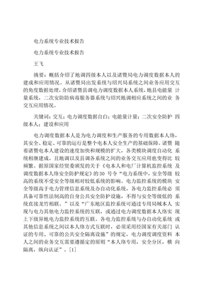 电力系统专业技术报告