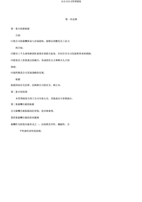 小公司公司管理制度