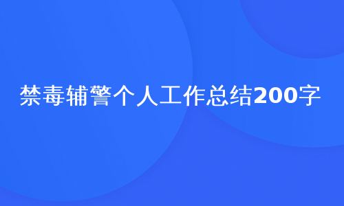 禁毒辅警个人工作总结200字