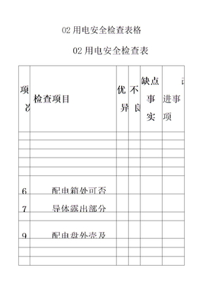 02用电安全检查表格