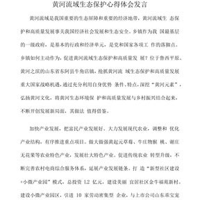 黄河流域生态保护心得体会发言