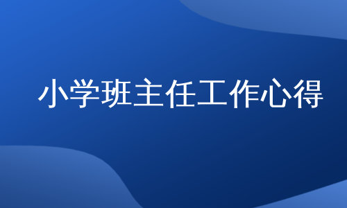 小学班主任工作心得