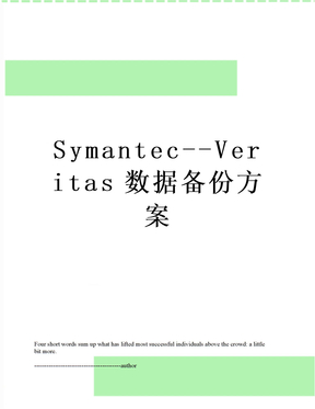 Symantec--Veritas数据备份方案