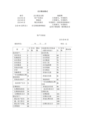 会计报表格式