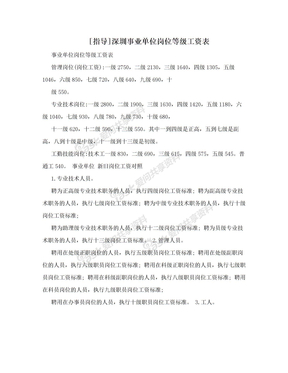 [指导]深圳事业单位岗位等级工资表