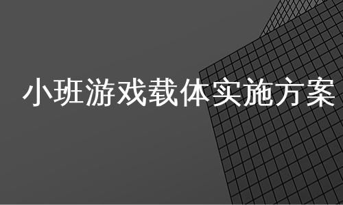 小班游戏载体实施方案