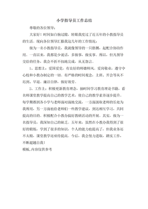 小学指导员工作总结