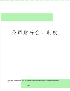 公司财务会计制度