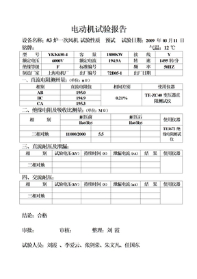 电动机试验报告