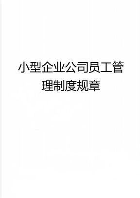 小型企业公司员工管理制度规章