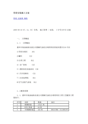 石油化工管道安装施工方案