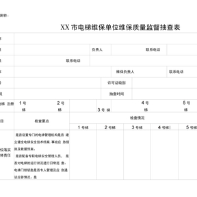 电梯维保质量抽查表