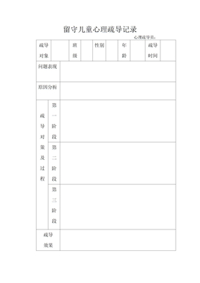 留守儿童心理疏导记录